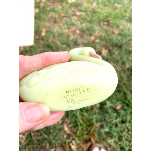 Hand Painted S. Fisher Yellow Soapstone Swan Figurine - Picture 2 of 2